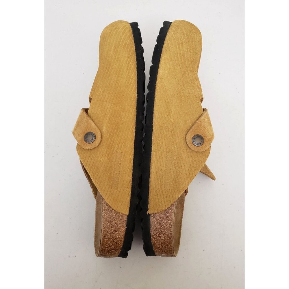 Birkenstock Boston Clogs Cork Brown Embossed Suede Narrow - Picture 4 of 5